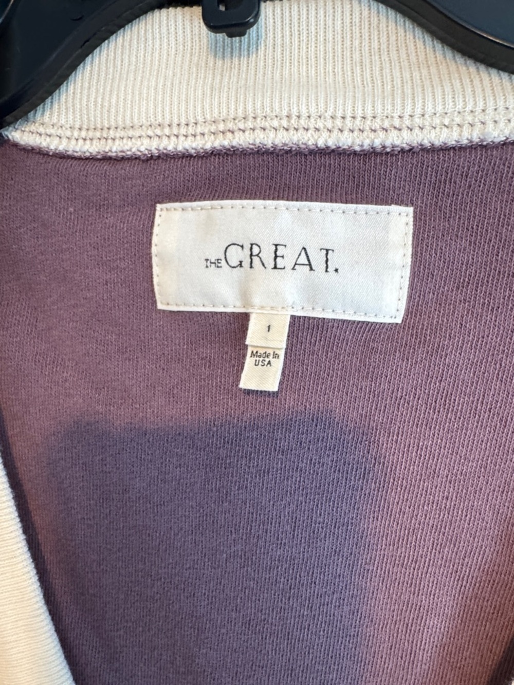 The Great Microterry V-Neck Sweatshirt in Vintage Mulberry size 1/S - Picture 3 of 5